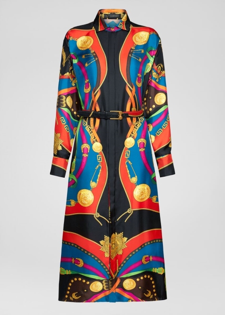 Rochie Tricou Versace Barocco Rodeo Print Silk Midi Dama | NEDCWMR-21